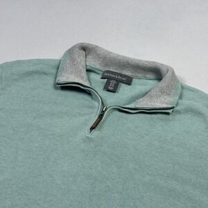 Grayson & Dunn 1/4 Zip Sweater Long Sleeve Knit Cotton Green Men's Extra Large